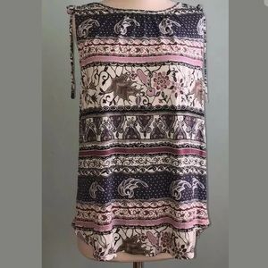 Ann Taylor Sleeveless Blouse Top NWT Print Blue